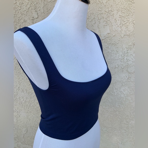 NWT Free People FP Intimately Navy Scoop Neck Crop Top - Size: M/L - Picture 4 of 9